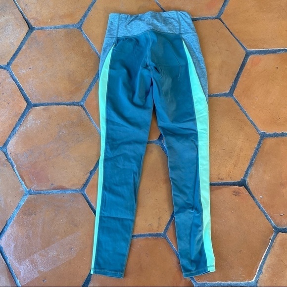 Athleta Colorblock Revelation Tight Sz S Small Jasper Green/Luminous Green - Picture 7 of 8